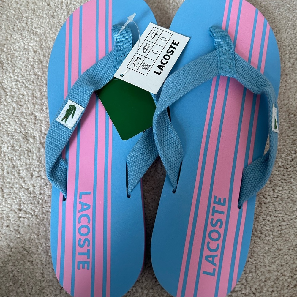 Lacoste Blue and Pink Flip Flops